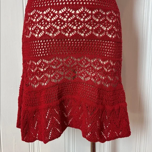 ZARA Red Crochet Dress + Slip Dress Set, 2-in-1 Summer Boho Feminine Size Small - Picture 3 of 16